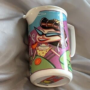 Vintage Martin Ansola art Paris couple with coffee whimsical pitcher